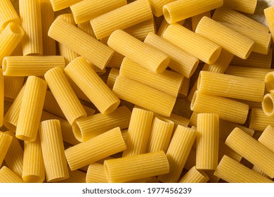 Organic Dry Rigatoni Pasta In A Bowl