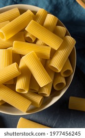 Organic Dry Rigatoni Pasta In A Bowl