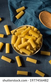 Organic Dry Rigatoni Pasta In A Bowl