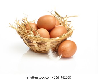 Organic Eggs In A Straw Nest 