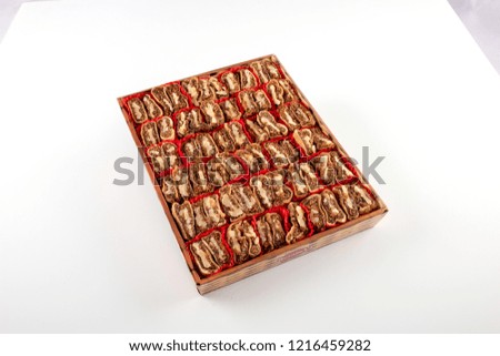 Similar – Christmas balls in box on rustic wooden background