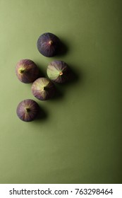 Organic Figs On Green Background, Food Above