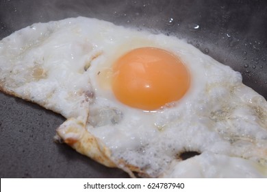 Organic Free-range Egg In A Hot Sizzling Pan