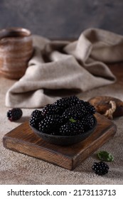 organic fresh black raspberries on the table