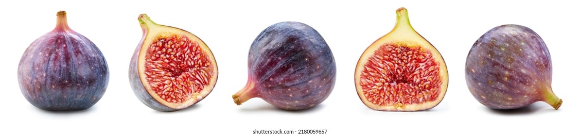Organic fresh figs isolated on white. Collection figs Isolated on white background. With clipping path - Shutterstock ID 2180059657