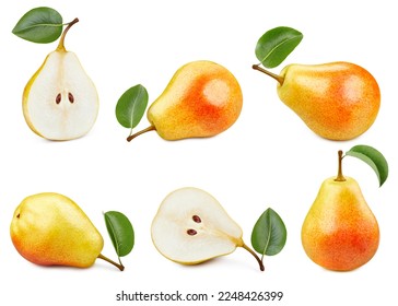 Organic fresh pears isolated on white. Collection pears Isolated on white background. With clipping path - Shutterstock ID 2248426399