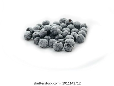 Organic Frozen Aronia Berries On White Background