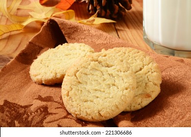 Organic, Gluten Free Sugar Cookies With Milk On A Holiday Table