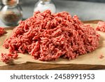 Organic Grass Fed Raw Chuck Ground Beef in a Pile