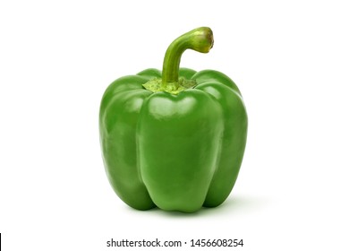 Organic Green bell pepper isolated on white background, clipping path.