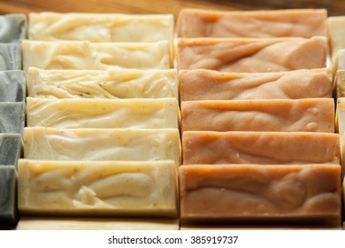 Organic handmade soap. Soap slices close-up. - Shutterstock ID 385919737