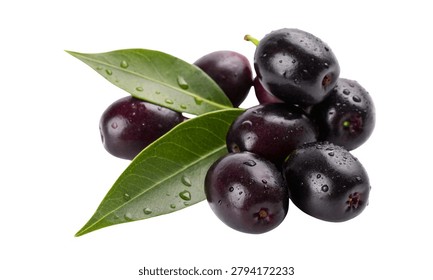 Organic Java Plum Fruit Cluster isolated on white background