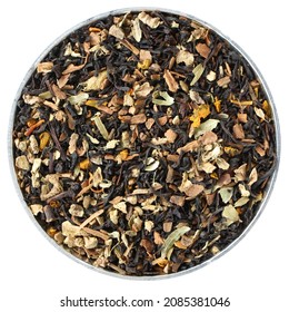 Organic Kerala Masala Chai Tea Blend. Top View. Indian Tea. White Background. Images