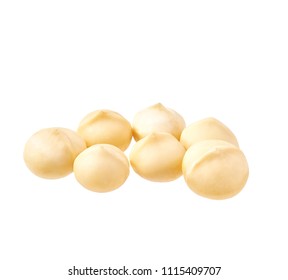 Organic macadamia nut isolated on white background