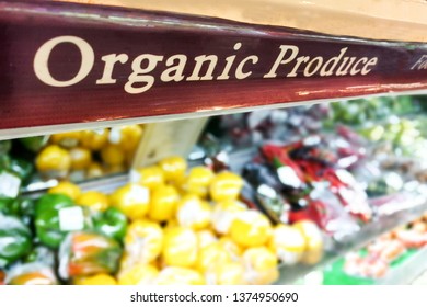 Organic Produce Section Of A Supermarket With Organic Fruits Vegetable And Others