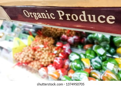 Organic Produce Section Of A Supermarket With Organic Fruits Vegetable And Others