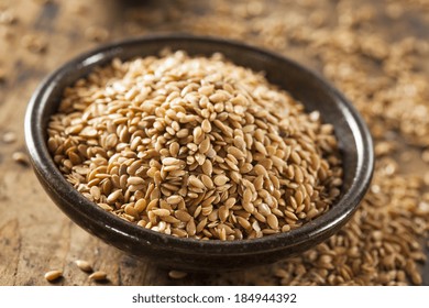 Organic Raw Flax Seeds in a Bowl