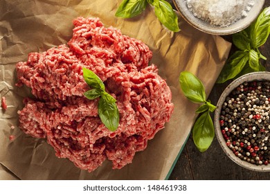 Organic Raw Grass Fed Ground Beef on Butcher Paper
