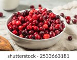 Organic Raw Red Cranberries in a Bowl Ready to Use