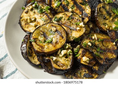 Organic Roasted Grilled Eggplant With Parsley And Garlic