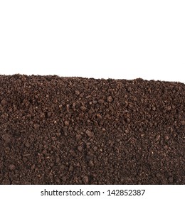organic soil close up surface isolated on white background
