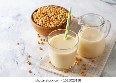 Organic soy milk on a white background