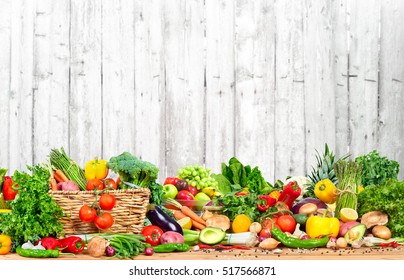 Organic vegetables and fruits - Shutterstock ID 517566871