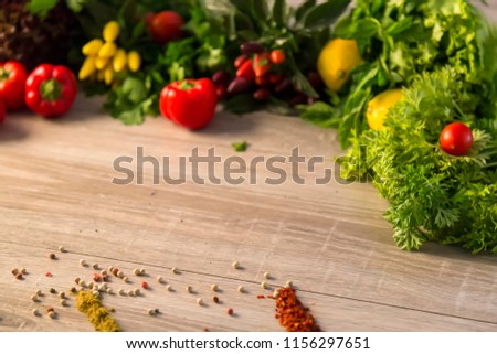 Similar – Foto Bild Grünkohl-Salat und Zutaten auf Holz