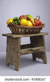 Organic vegetables in a studio set up