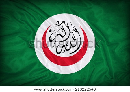 Organisation of the Islamic Conference flag pattern on the fabric texture ,vintage style