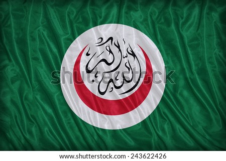Organisation of the Islamic Conference flag pattern on fabric texture, vintage style