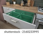 Organization of storage in the kitchen. Plastic Storage Boxes