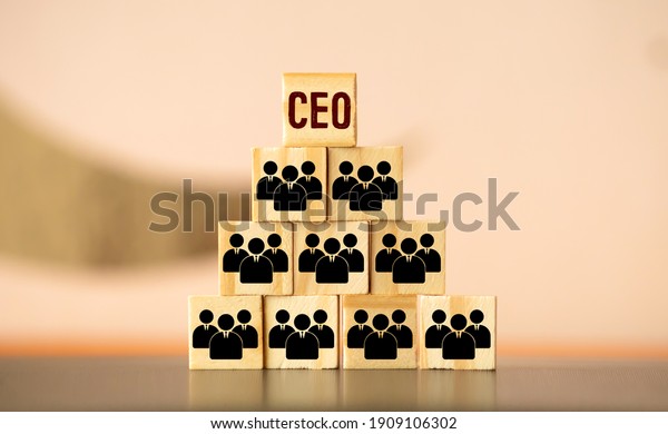 organization and team structure symbolized with
cubes and a hand putting a cube with the German word for Let's Go
at the top tier