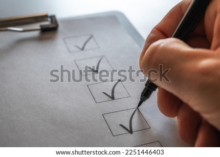 Organized processing of tasks represented with a ticked off checklist
