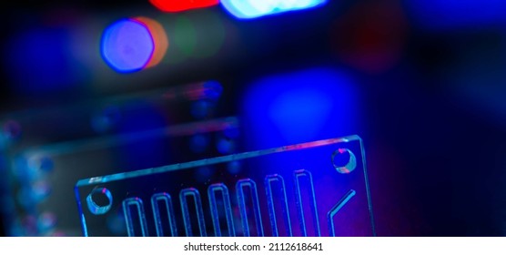 Organ-on-a-chip (OOC) - microfluidic device chip that simulates biological organs that is type of artificial organ. Prototype of design lab-on-a-chip in microfluidic laboratory - Powered by Shutterstock