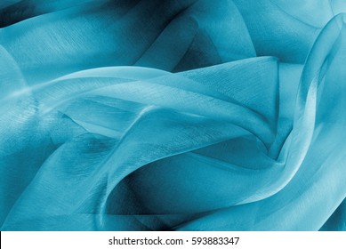 Organza Fabric In Blue Color