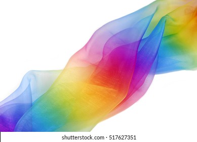 Organza Fabric In Rainbow Color