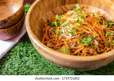 Oriental Salad with beans sprouts, carrots, cucumber, onion and coriander. - Shutterstock ID 1719721852