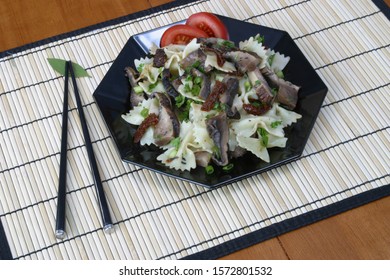 Oriental Salad With Bowtie Pasta, Mushrooms, Tomato 