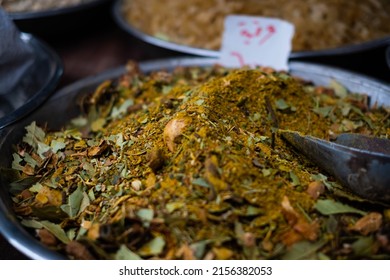 Oriental Spice Mix Closeup On Food Market