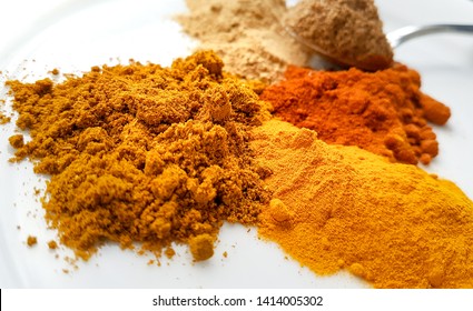 Oriental spices on a white plate