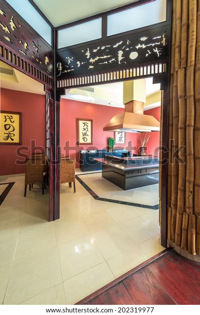 Oriental Style Interior Asian Japanese Restaurant Stock