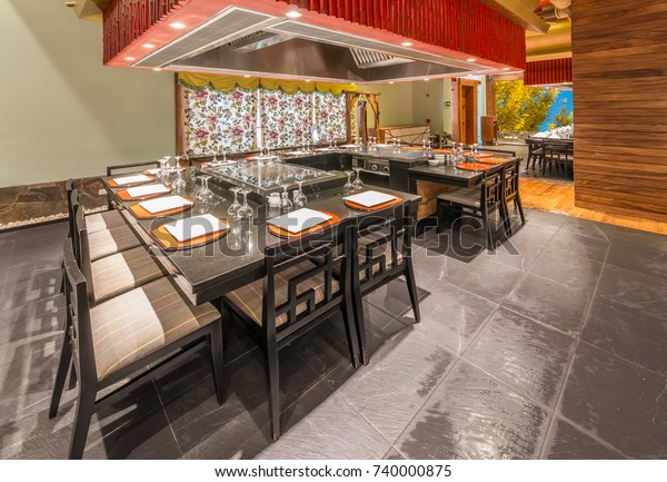 Oriental Style Interior Restaurant Interior Design Stock