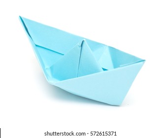 Origami Boat Isolated On White Background