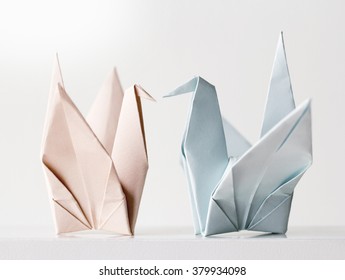 Origami couple paper crane
