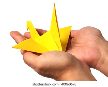 Origami Crane In Hand