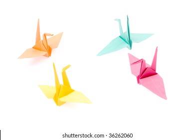 Origami Crane On White Background