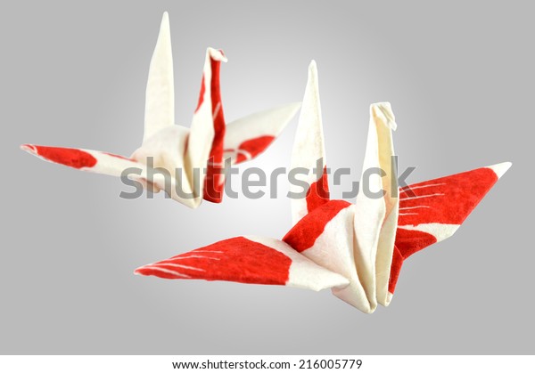 Origami Cranes Traditional Japanese Art Paper Stock Photo