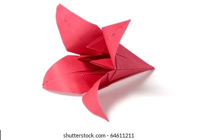 Origami flowers isolated on white background
