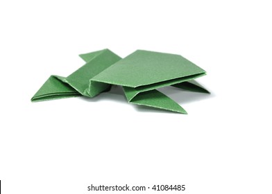 Origami Frog Over White